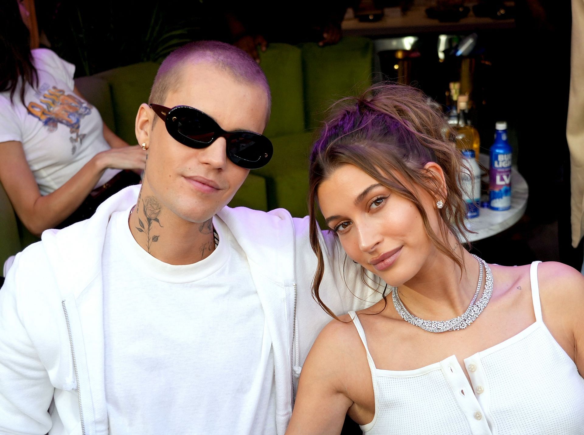 Justin Bieber and Hailey Bieber at Super Bowl LVI Pregame 2022 (Image Source: Getty)